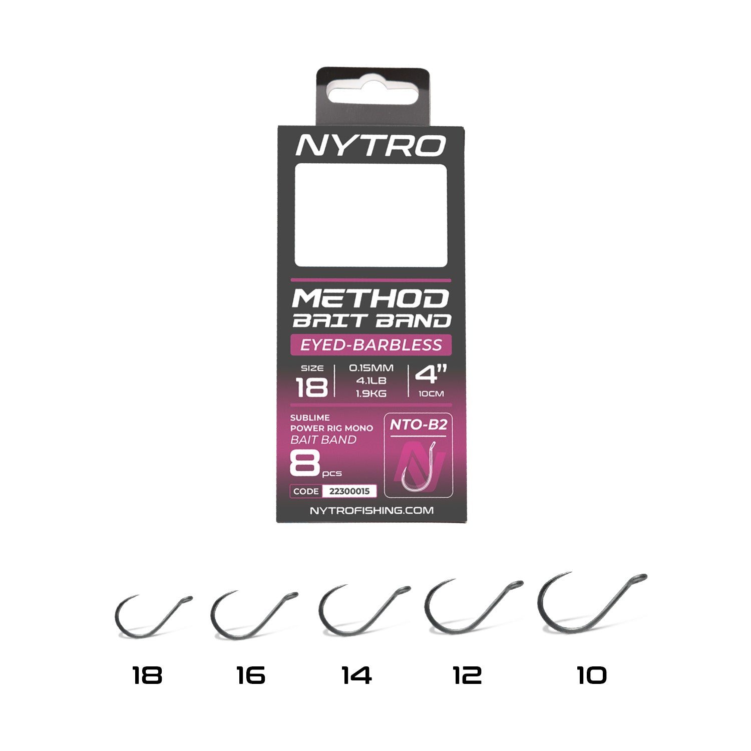 Nytro Method Latex Bait Band Hooks to Nylon-1