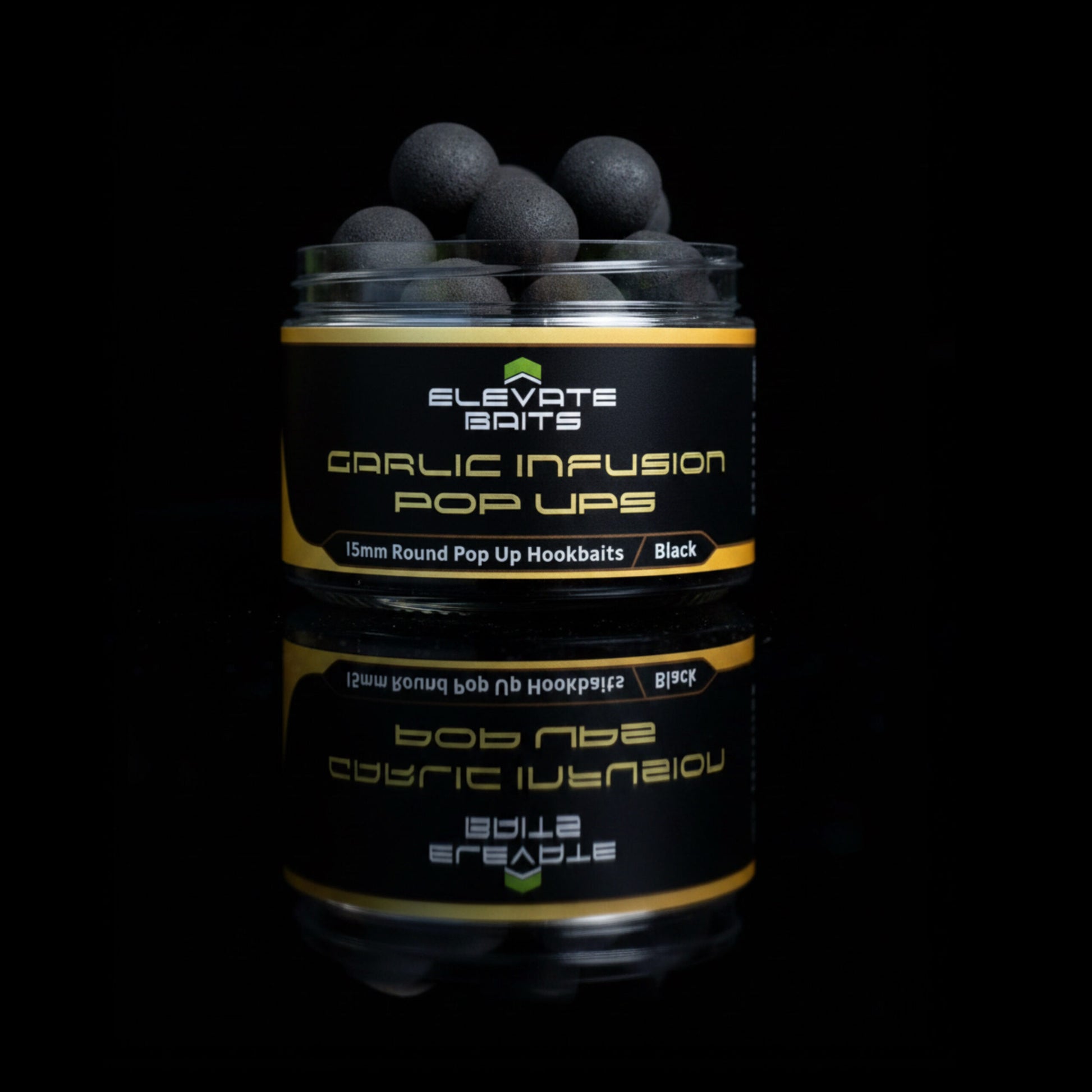 Elevate Baits Garlic Infusion 15mm Black Pop Up Hookbaits-1