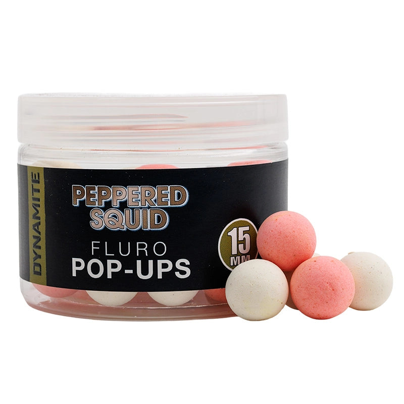 Dynamite Baits Peppered Squid Fluro Pop-Ups 15mm-1