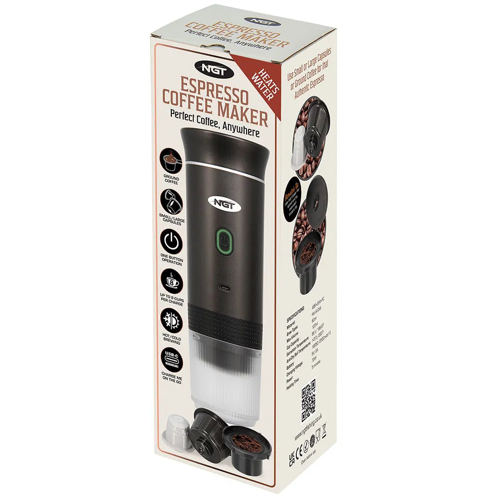 NGT Portable Espresso Coffee Machine - USB Rechargable with Full Heating and Extraction (Grey)-2