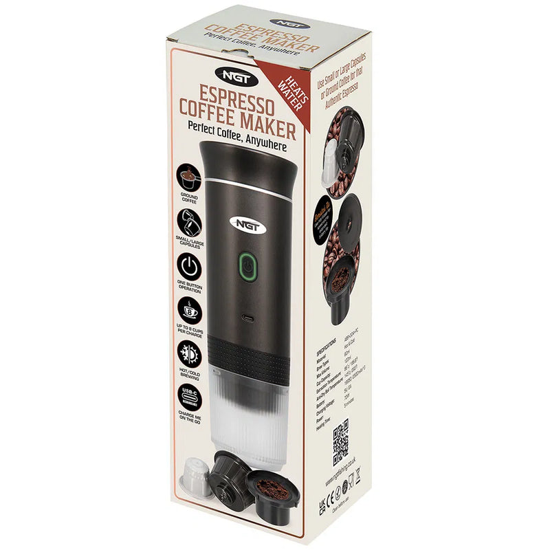 NGT Portable Espresso Coffee Machine - USB Rechargable with Full Heating and Extraction (Grey)-2