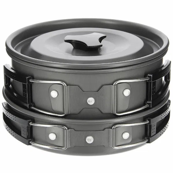 Load image into Gallery viewer, NGT Aluminium Outdoor Cook Set - 1.1 litre Kettle, Pot and Pan in Gun Metal
