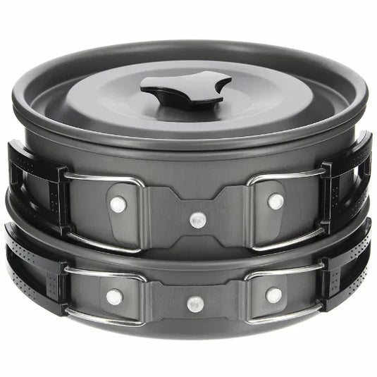 NGT Aluminium Outdoor Cook Set - 1.1 litre Kettle, Pot and Pan in Gun Metal