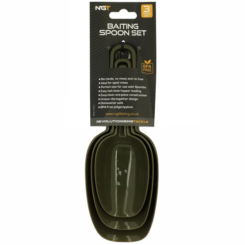 Load image into Gallery viewer, NGT 3pc Baiting Spoon Set- Ideal for PVA Bags, Spod Mix and Bait Launchers
