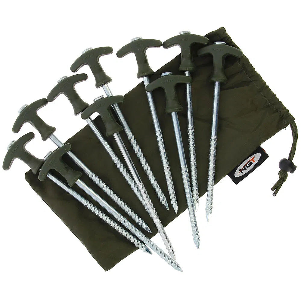 NGT Bivvy Pegs - 10 x 8" Bivvy Pegs in Case-1