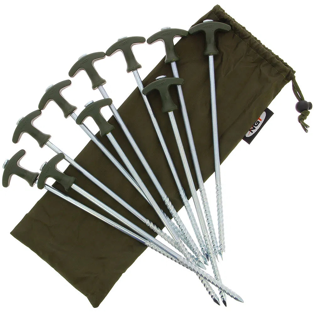 NGT Bivvy Pegs - 10 x 12" Bivvy Pegs in Case-1