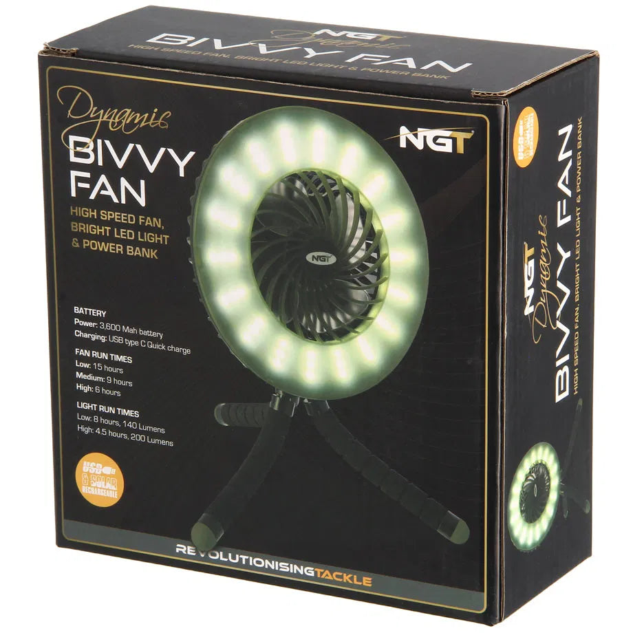 NGT Dynamic Fan - USB Rechargable 3600mAh Fan with Light and Powerbank-2