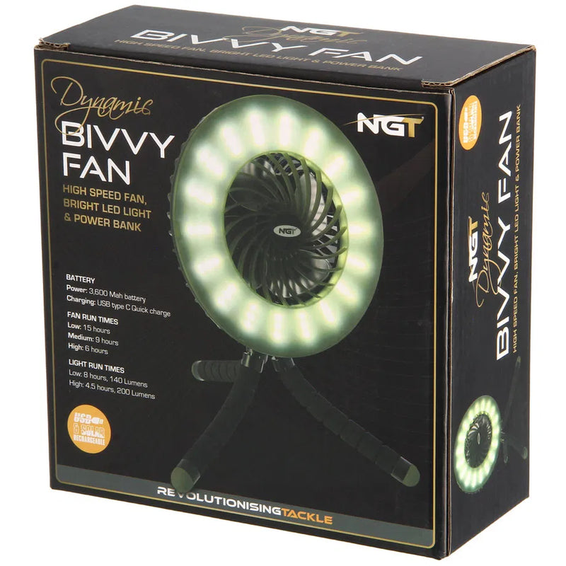 NGT Dynamic Fan - USB Rechargable 3600mAh Fan with Light and Powerbank-2
