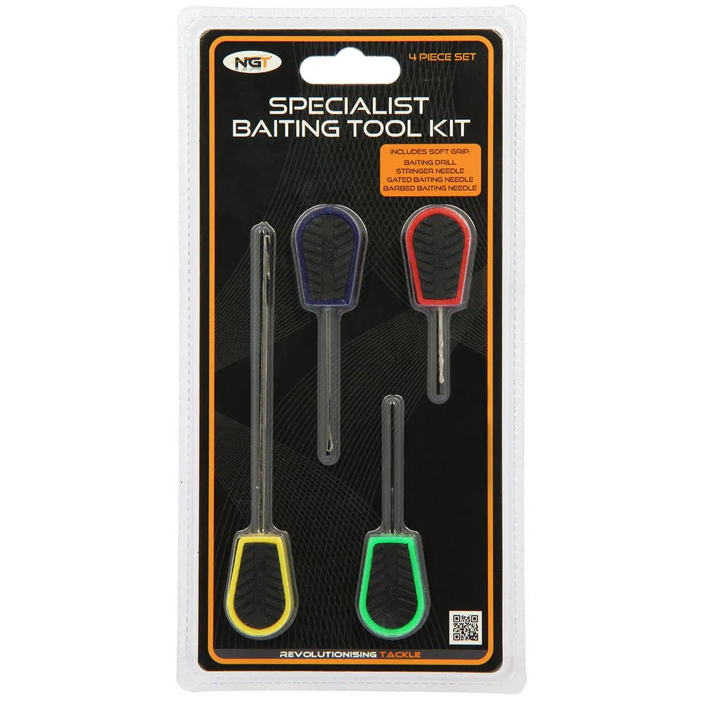NGT 4pc Soft Grip Tool Set - PVA Long, PVA Short, Baiting Needle and Drill-1