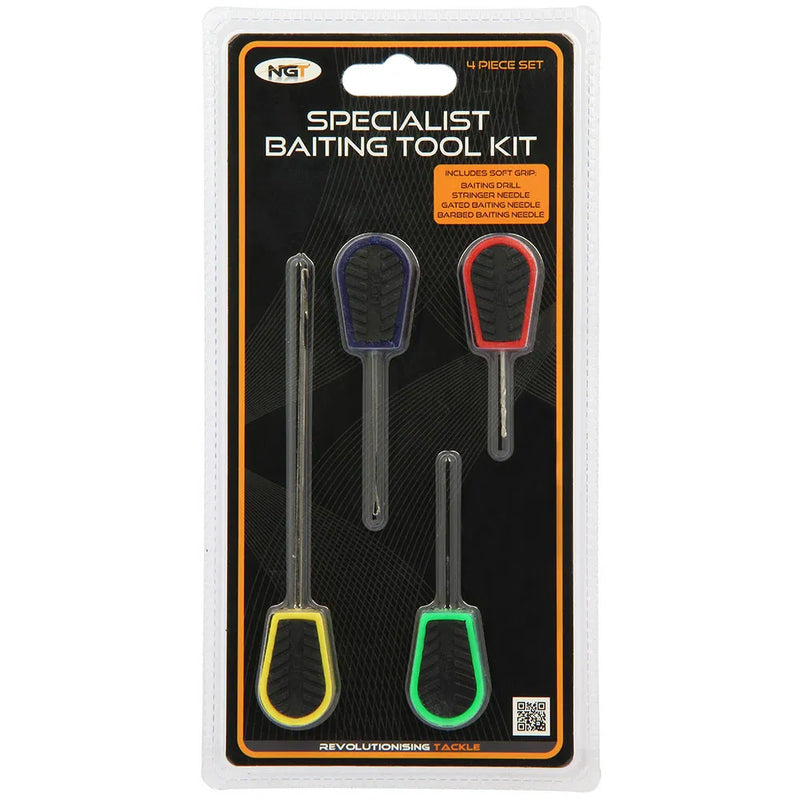 NGT 4pc Soft Grip Tool Set - PVA Long, PVA Short, Baiting Needle and Drill-1