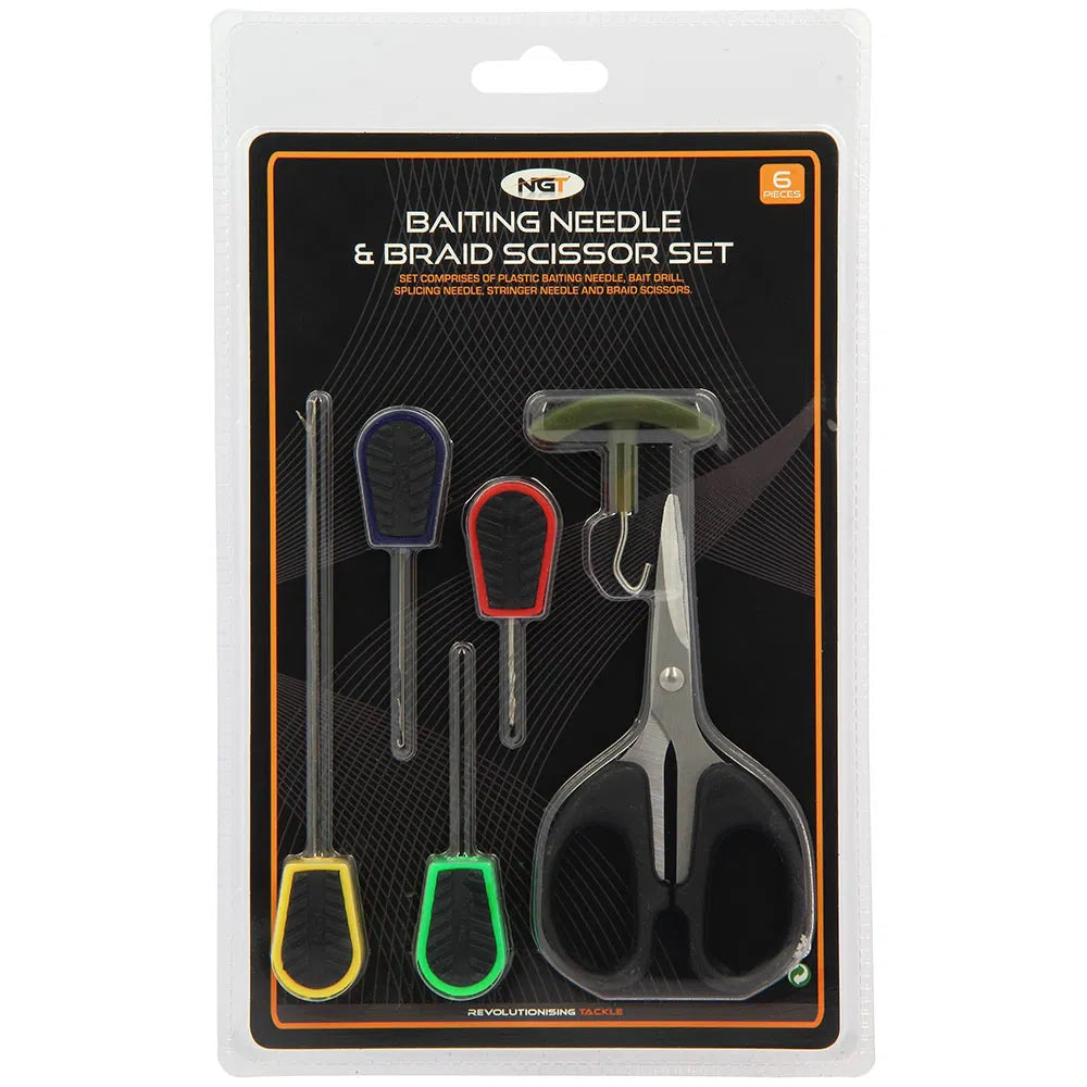 NGT 6pc Soft Grip Tool Set - 4 Needles, Braid Scissors and Knot Puller-2