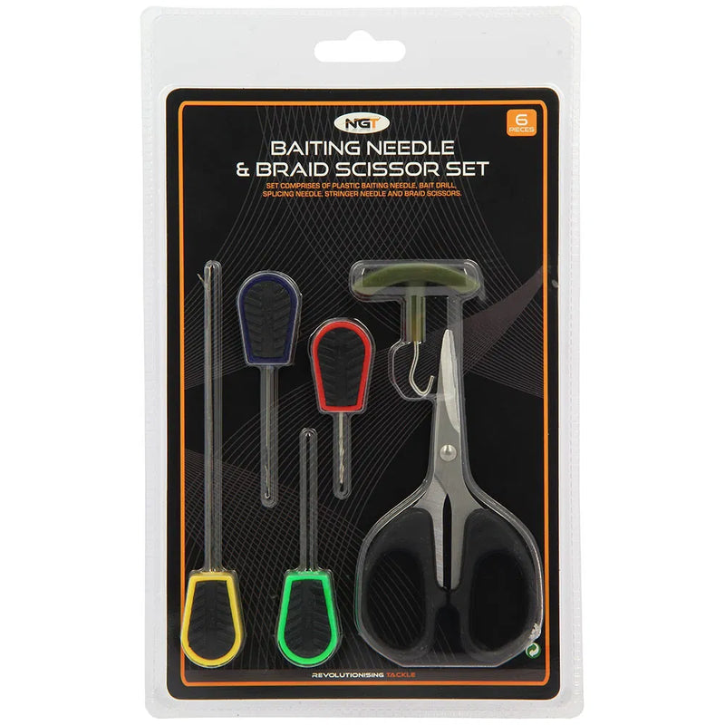NGT 6pc Soft Grip Tool Set - 4 Needles, Braid Scissors and Knot Puller-2