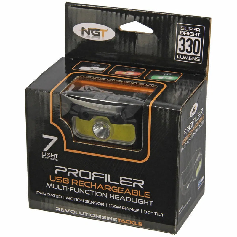 Load image into Gallery viewer, NGT Profiler Headlight - 330 Lumens USB Rechargable Motion Sensor Headlight with Case
