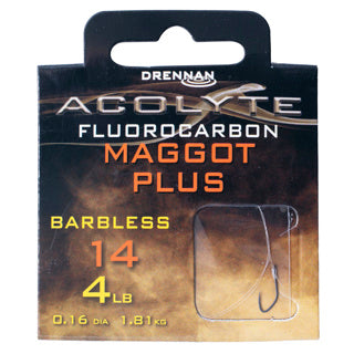 Drennan Acolyte Maggot Plus Barbless - Hooks to Fluorocarbon-4