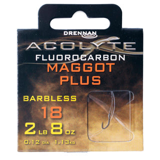 Drennan Acolyte Maggot Plus Barbless - Hooks to Fluorocarbon-2