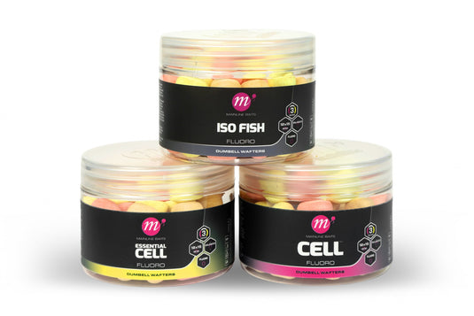 Mainline Baits Fluoro Dumbell Wafters 12 x 15mm - Mixed Colours