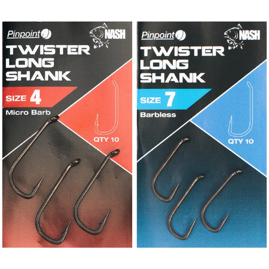 Nash Pinpoint Twister Long Shank Hooks The Fishing Outlet